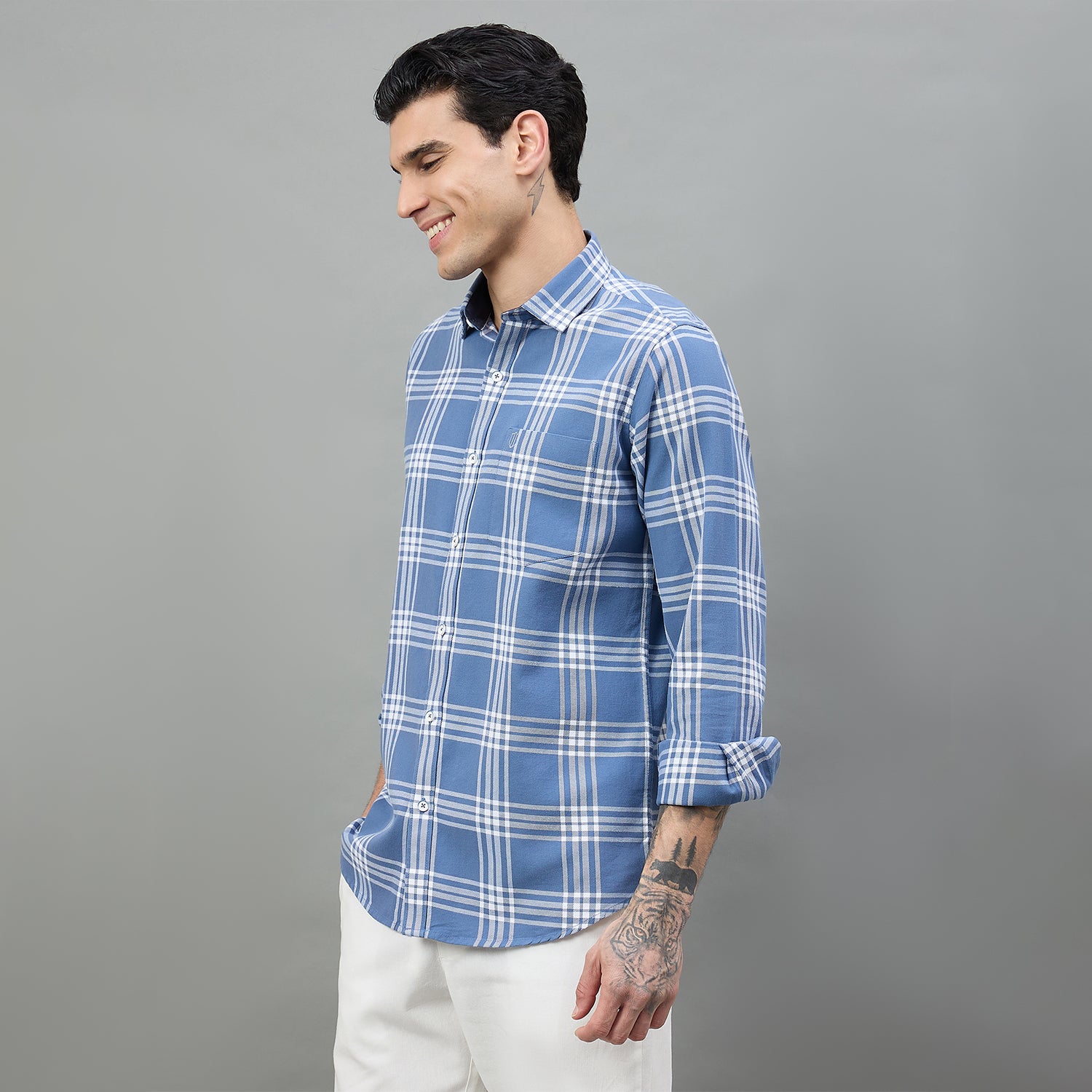 Duke Urban Men Checkered Full Sleeve Spread Collar Regular Shirt (SDO9CKAI)