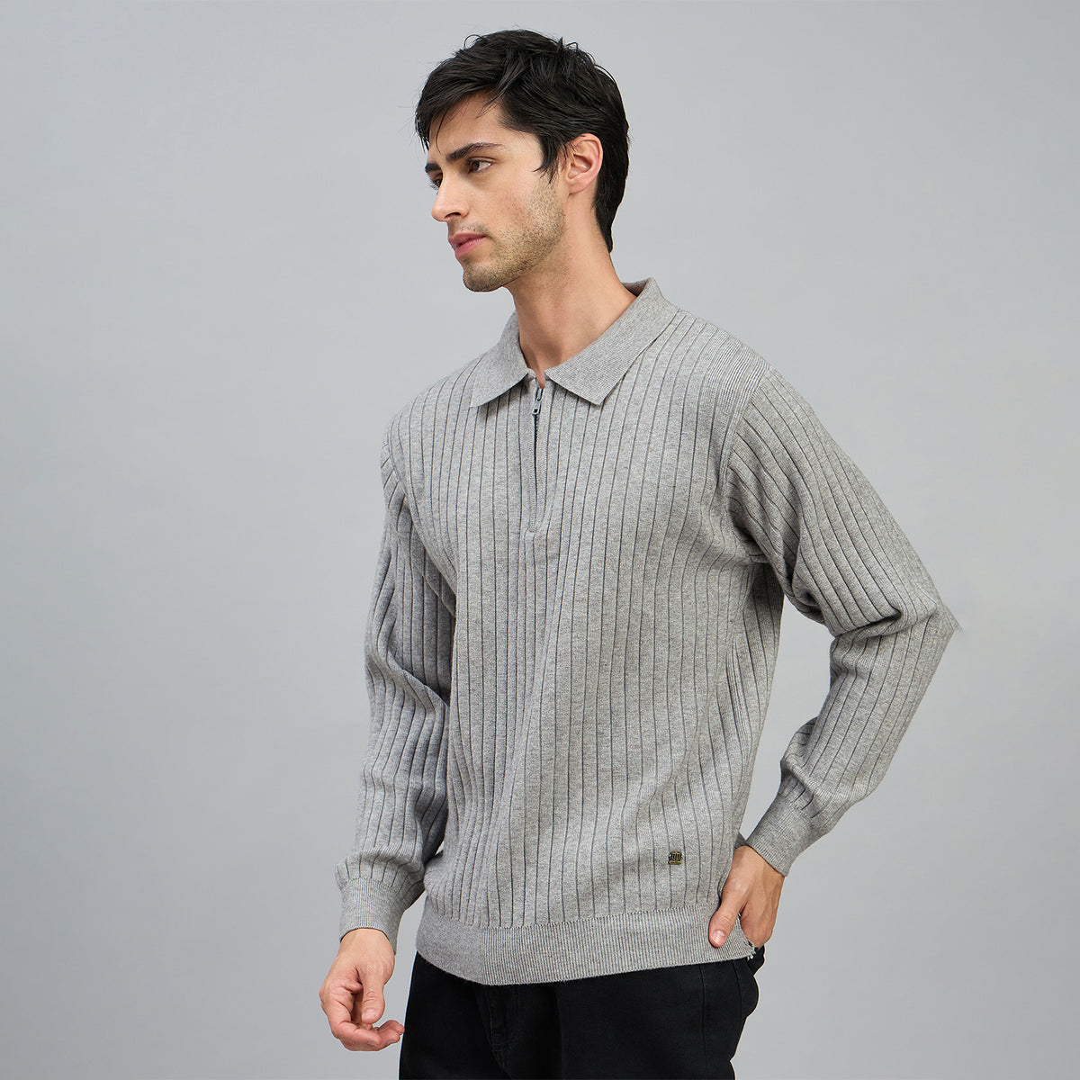 Duke Men Full Sleeve Half Zip Regular Sweater (SDS2320)