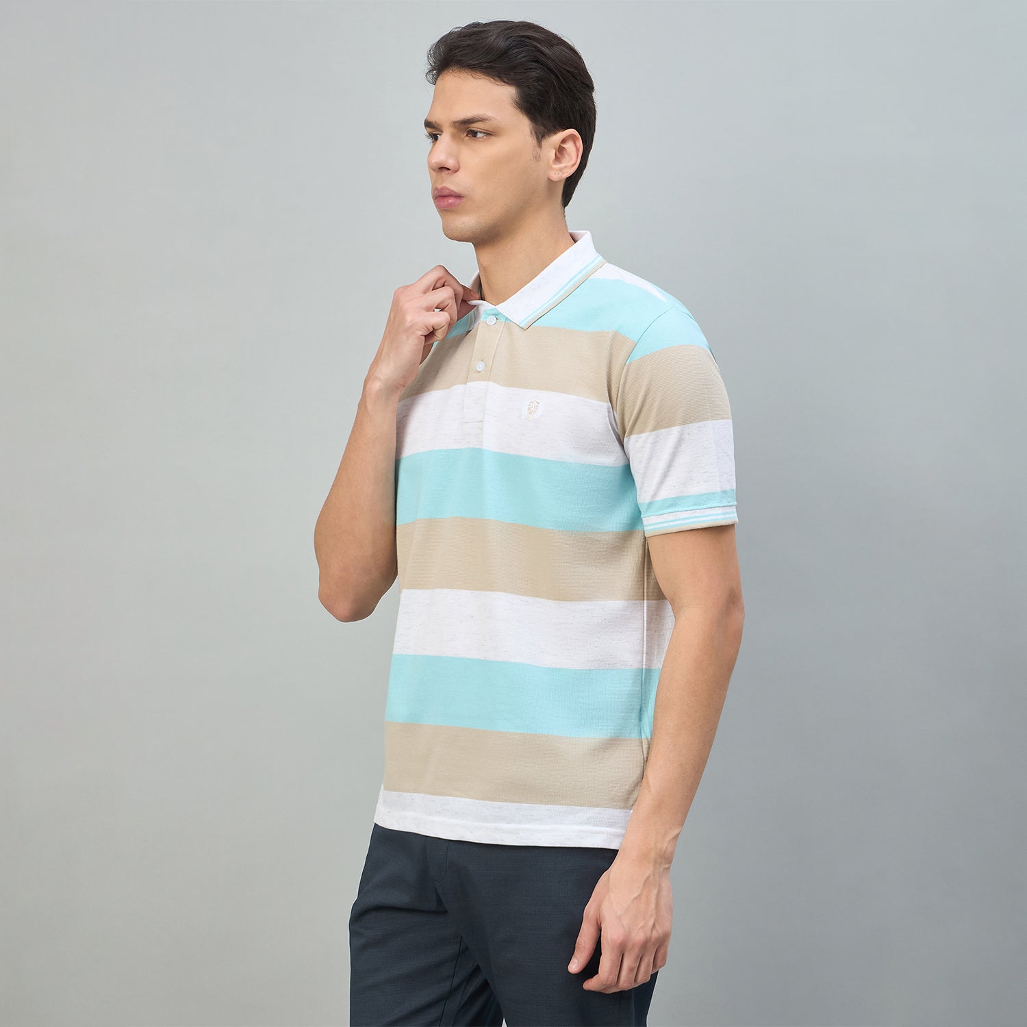 Duke Urban Men Striped Half Sleeve Regular Polo Tshirt (LF7645)