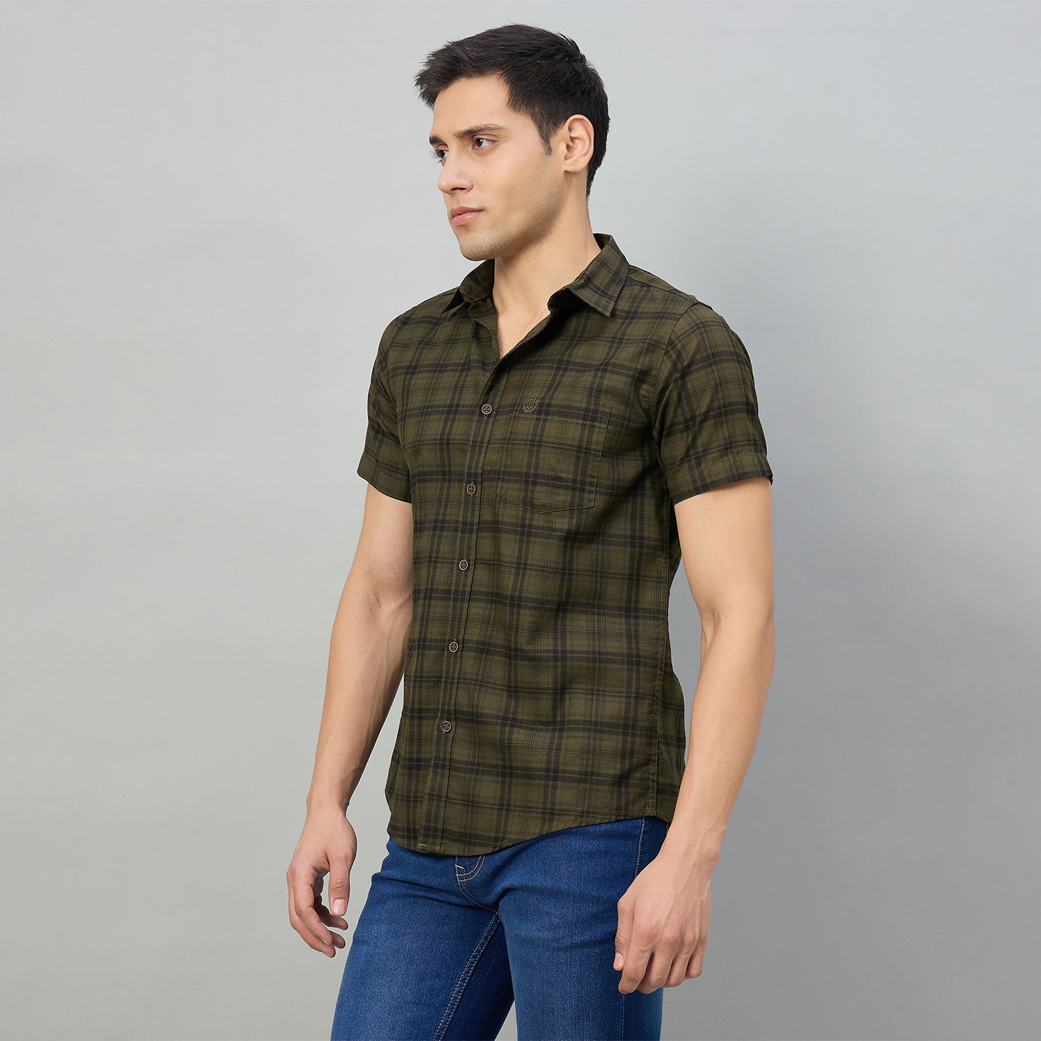 Duke Men Slim Fit Half Sleeve Twill Cotton Shirt (SDO3CKM)