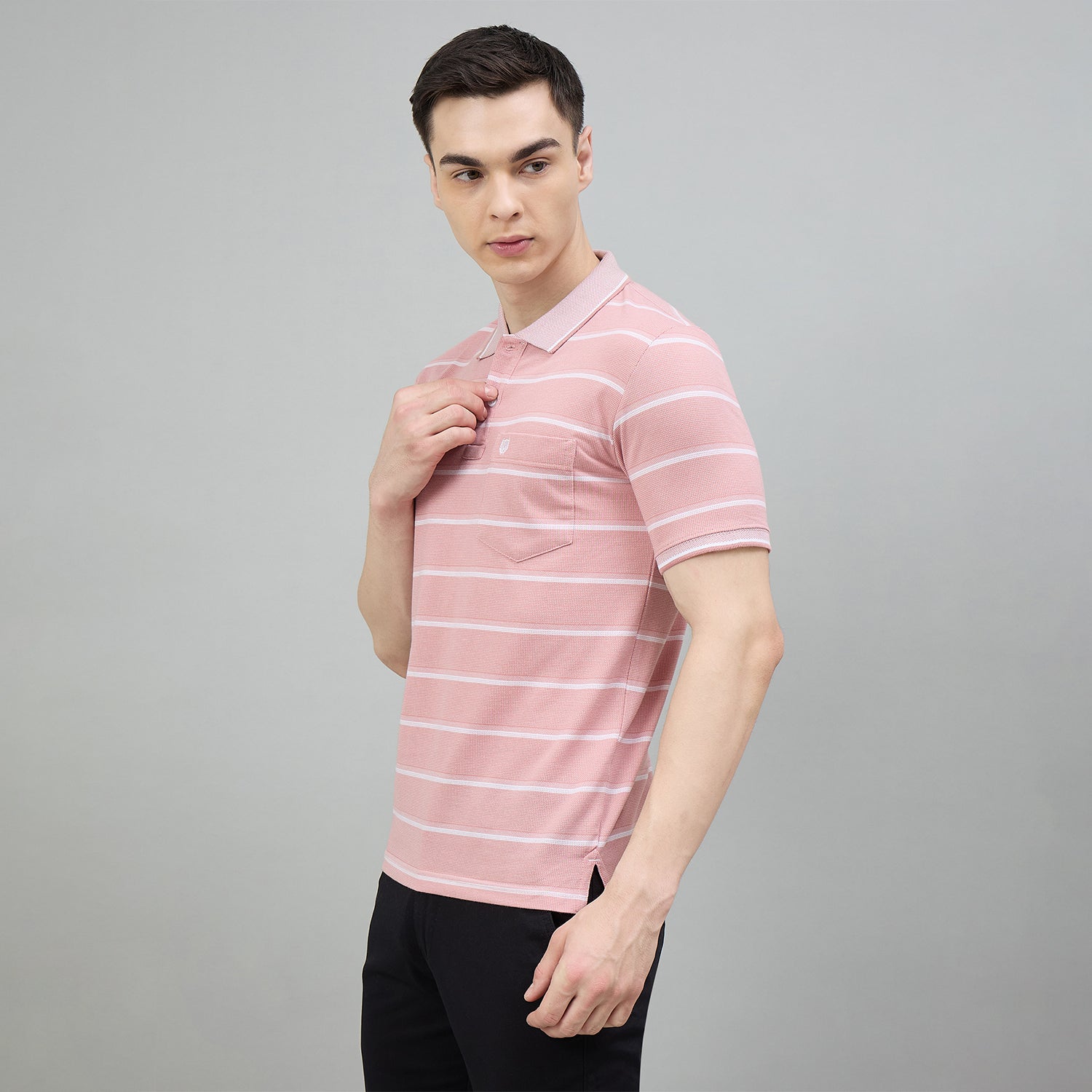Duke Urban Men Striped Half Sleeve Regular Polo Tshirt (LF7573)