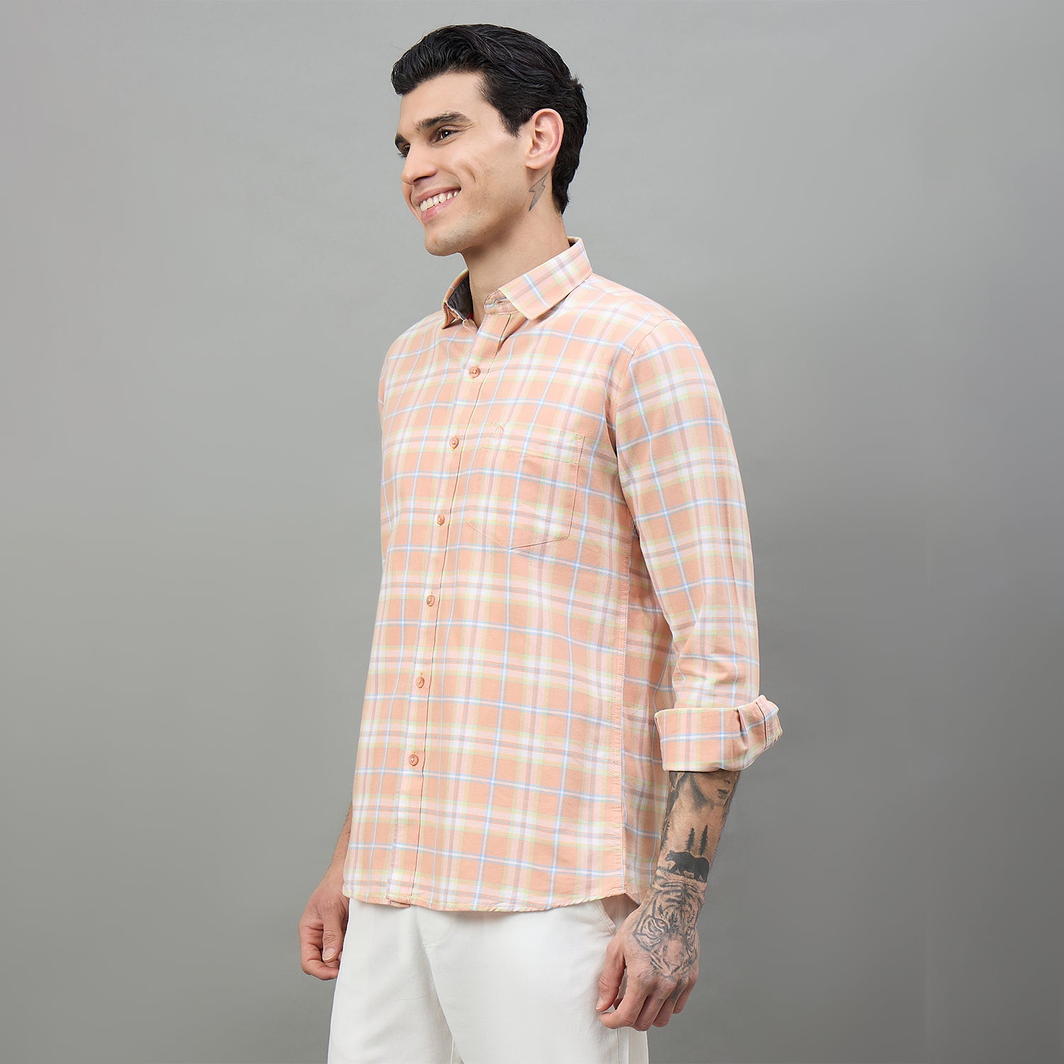 Duke Urban Men Checkered Pure Cotton Slim Fit Casual Full Sleeve Shirt (SDO8CKBM)