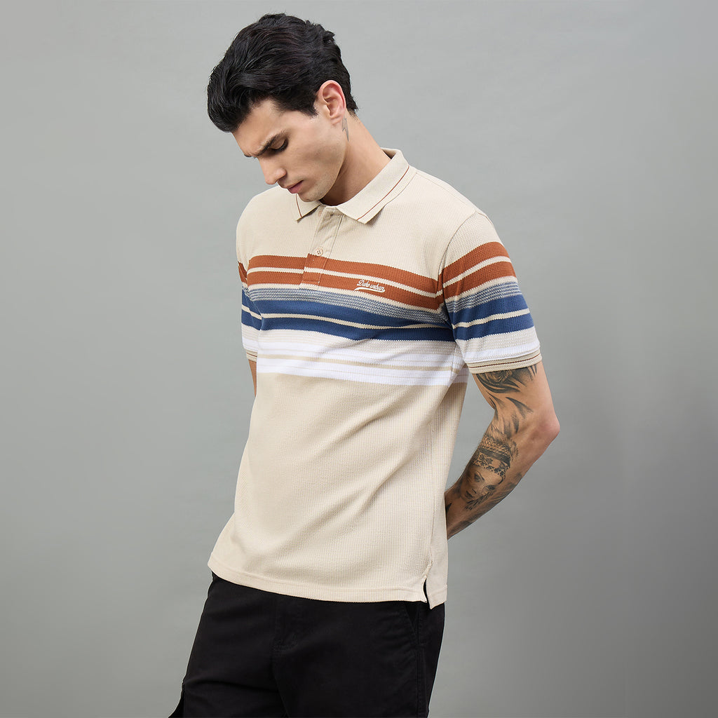 Duke Urban Men Striped Polo Neck Half Sleeve T-Shirt (LF7654)