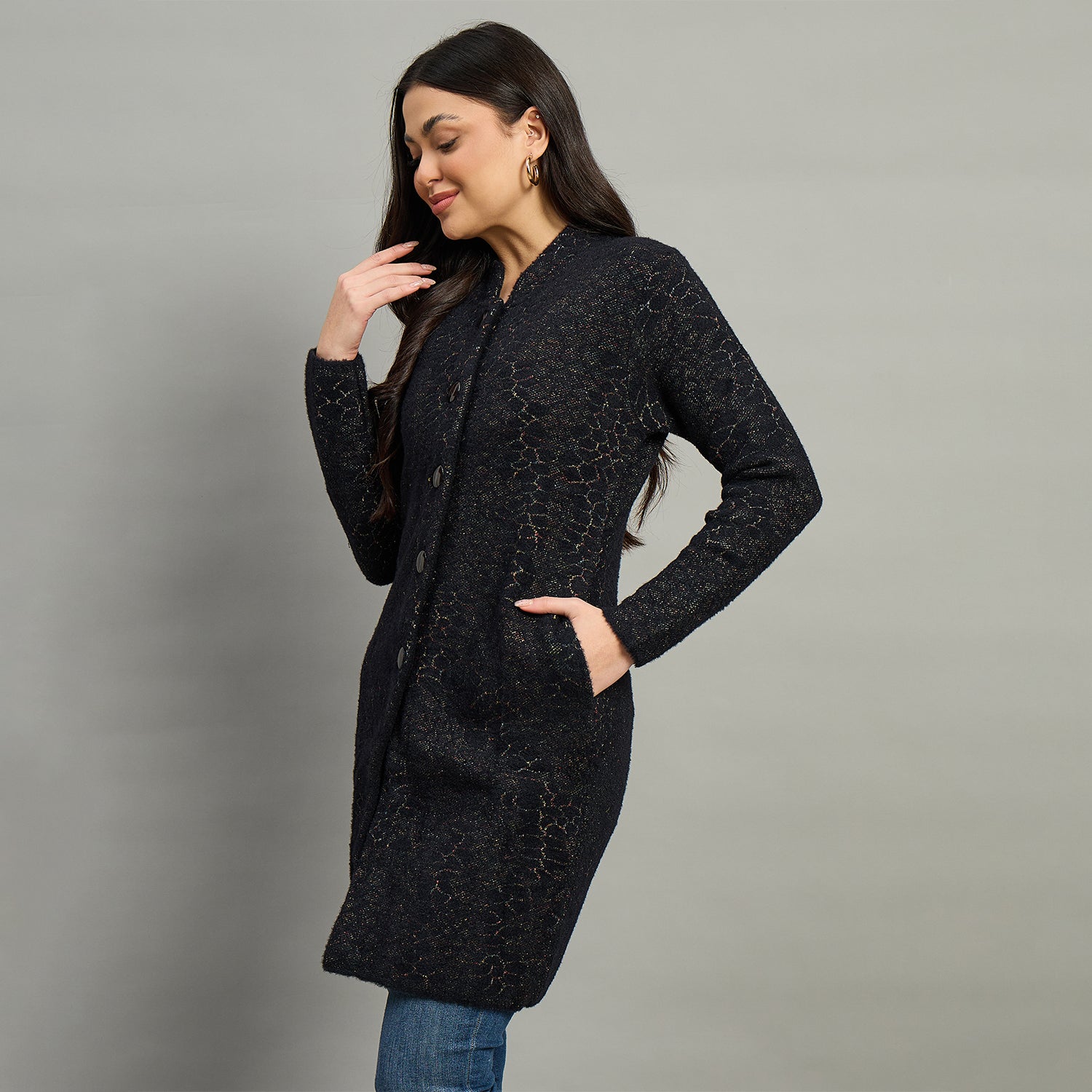 Duke Urban Women Full Sleeve Self Design Sweater (SDS1260R)