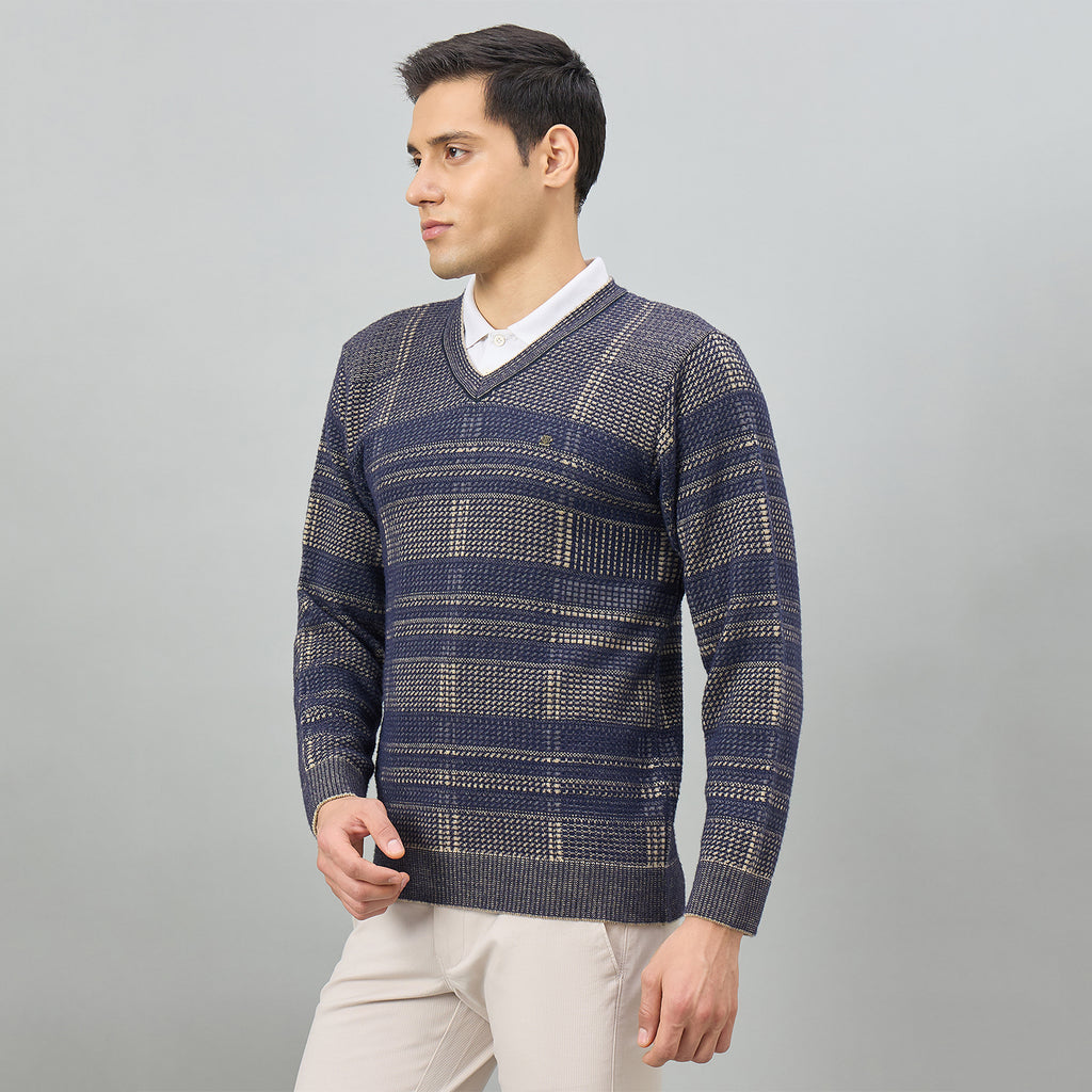 Duke Men Full Sleeve V Neck Regular Sweater (SDS2318)