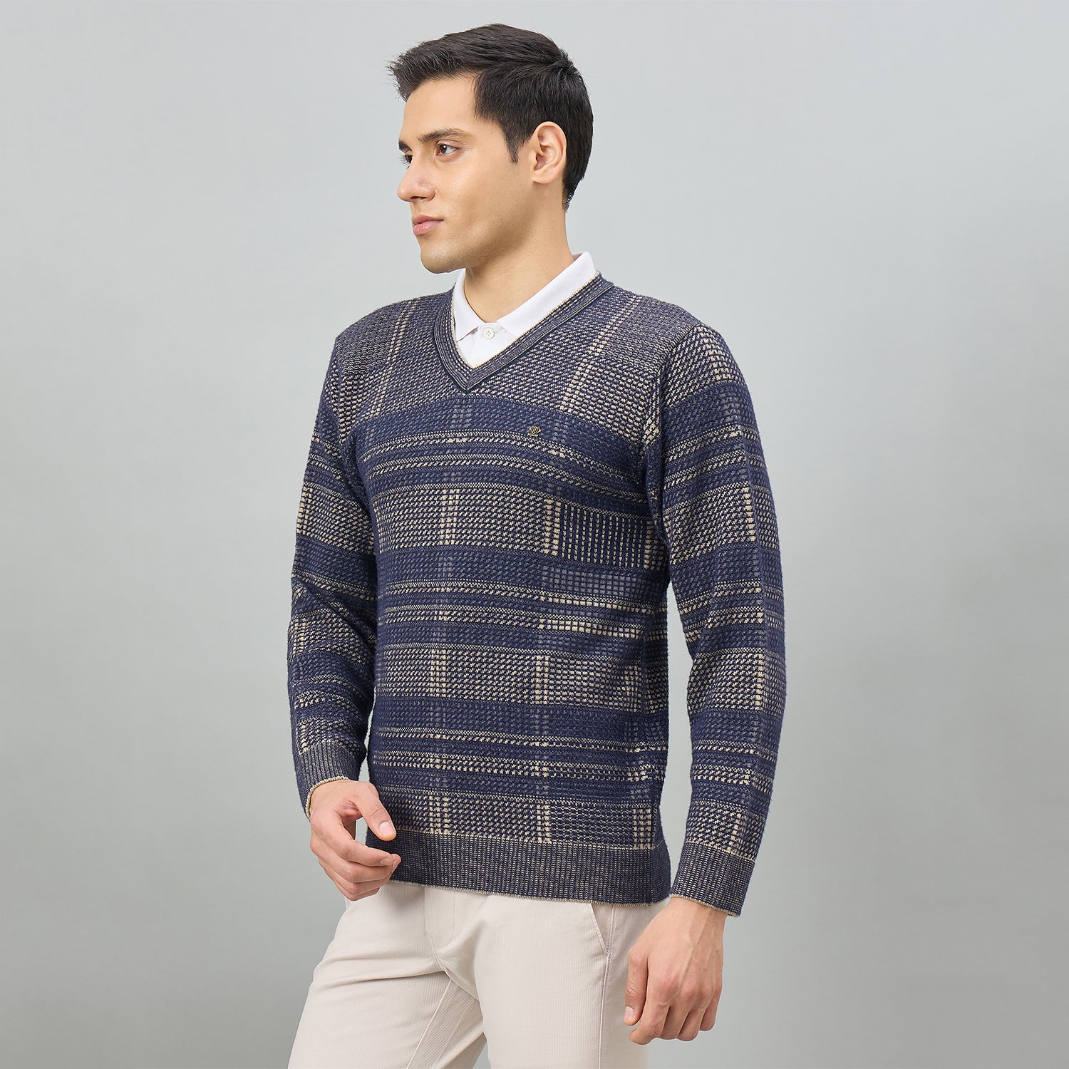 Duke Men Full Sleeve V Neck Regular Sweater (SDS2318)