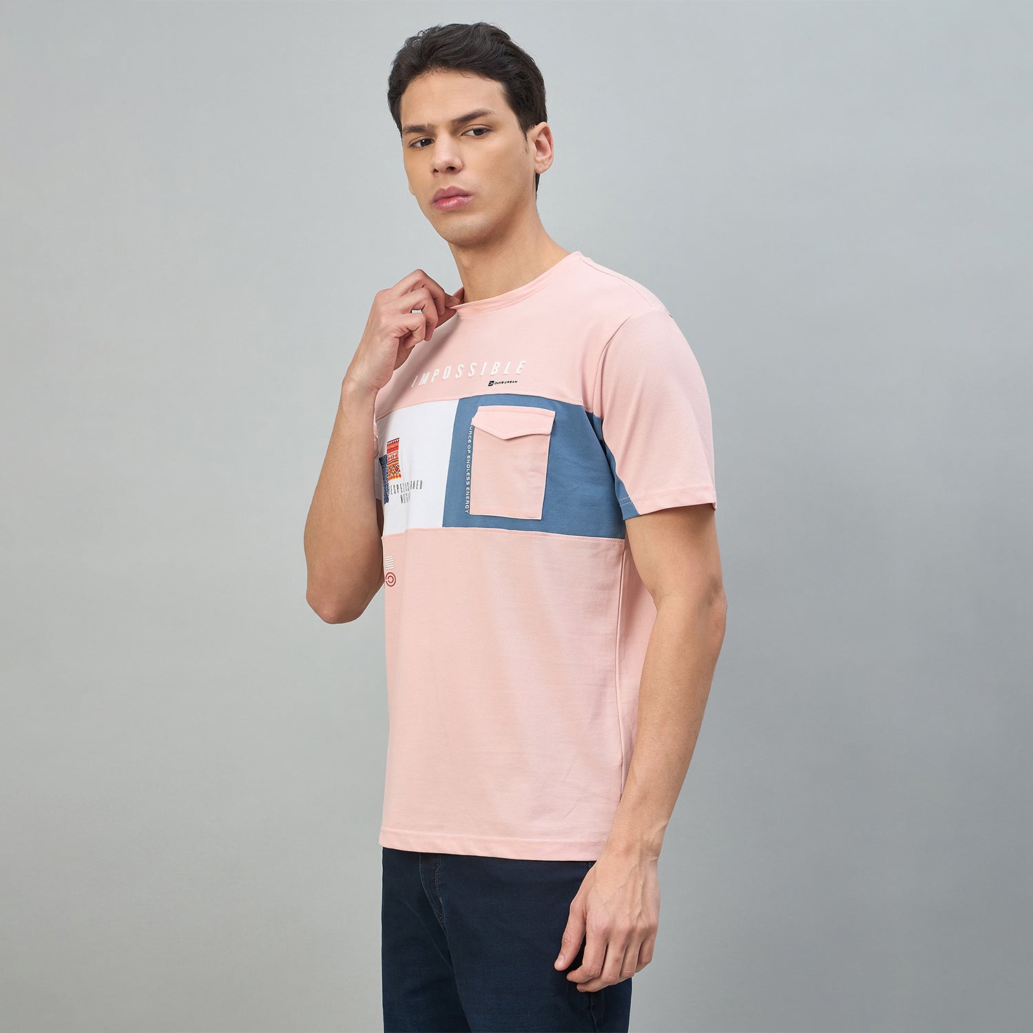 Duke Urban Men Colorblocked Half Sleeve Round Neck Tshirt (LF7613)
