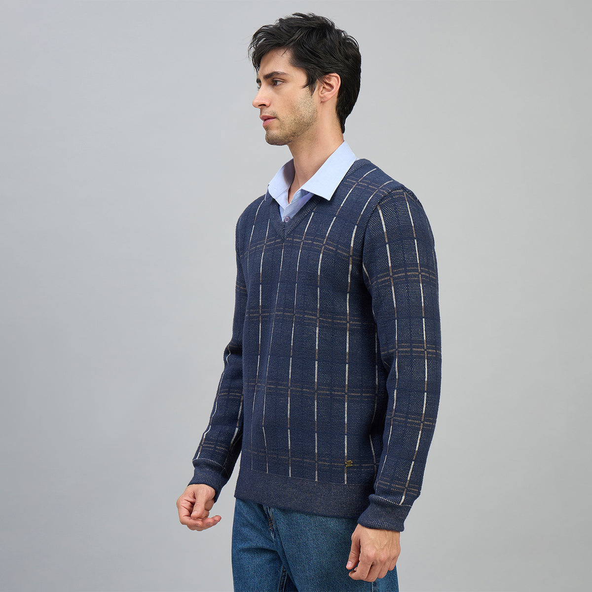 Duke Men Full Sleeve V Neck Regular Sweater (SDS2306)