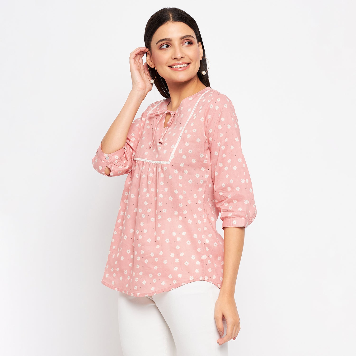 Duke Stardust Women V-Neck 3/4th Sleeve Printed Top (SDX3275)