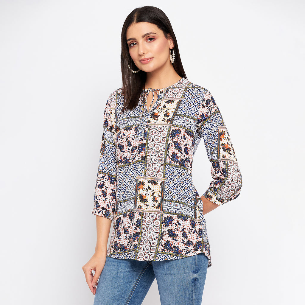 Duke Stardust Women V-Neck 3/4th Sleeve Printed Top (SDX3276)