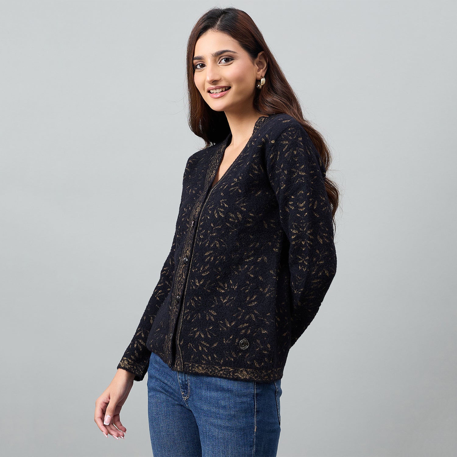 Duke Urban Women Full Sleeve Front Open Regular Cardigan (SDS1303)