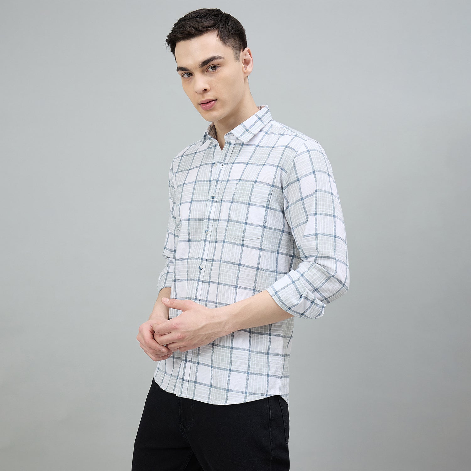 Duke Urban Men Checkered Full Sleeve Spread Collar Slim Shirt (SDO6CHQ)