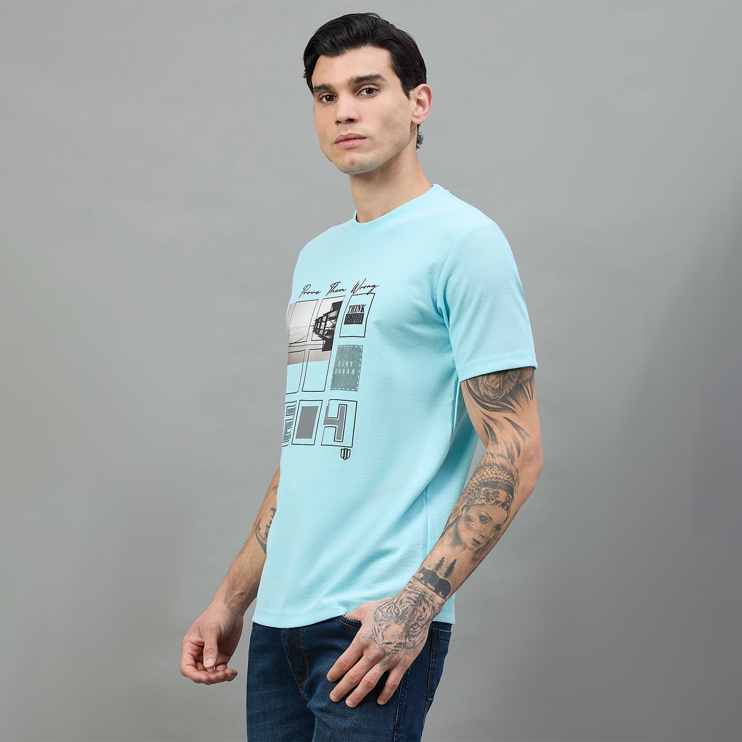 Duke Urban Men Graphic Print Half Sleeve Round Neck Casual Tshirt (LF7501)