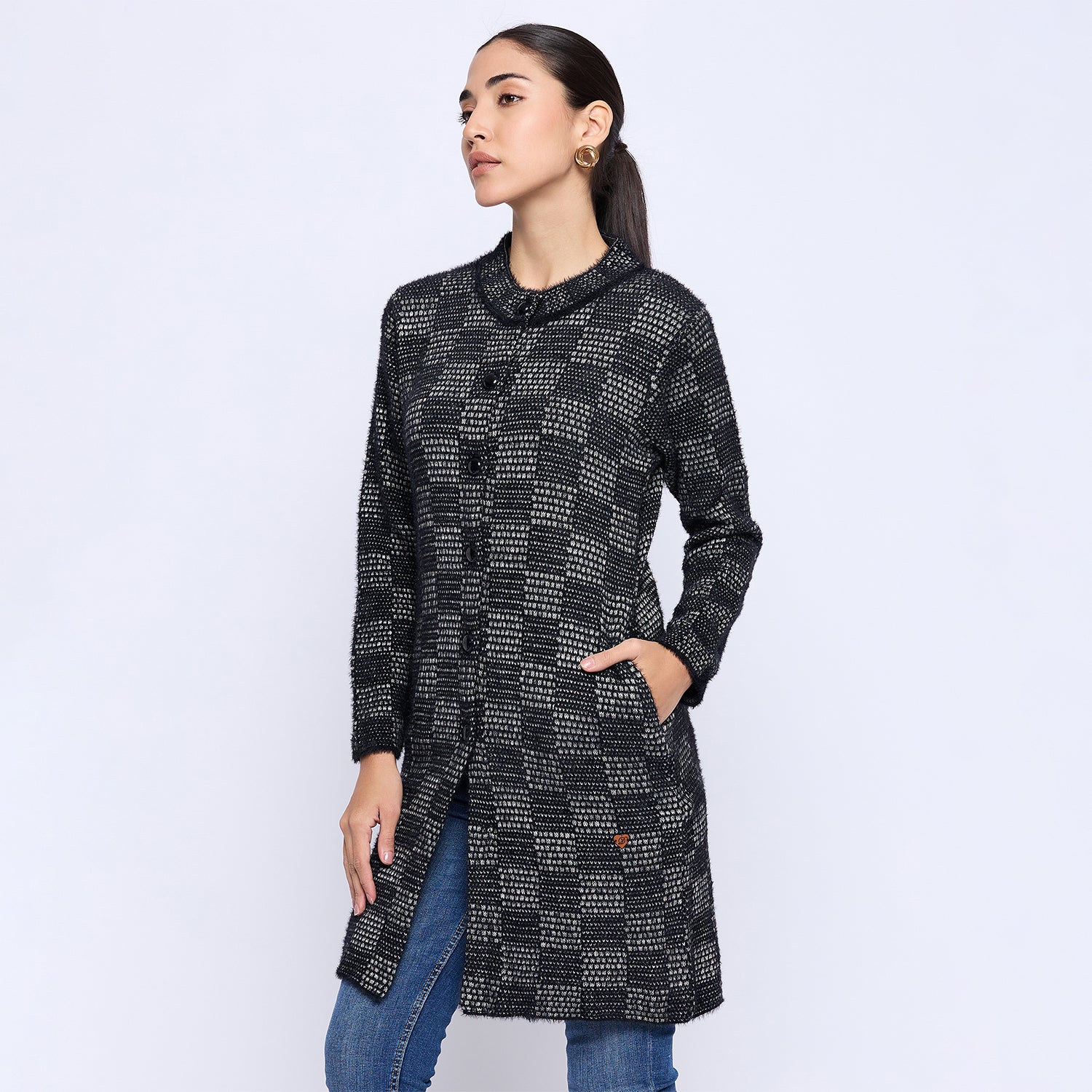 Duke Urban Women Full Sleeve Round Neck Long Coat (SDS1206)