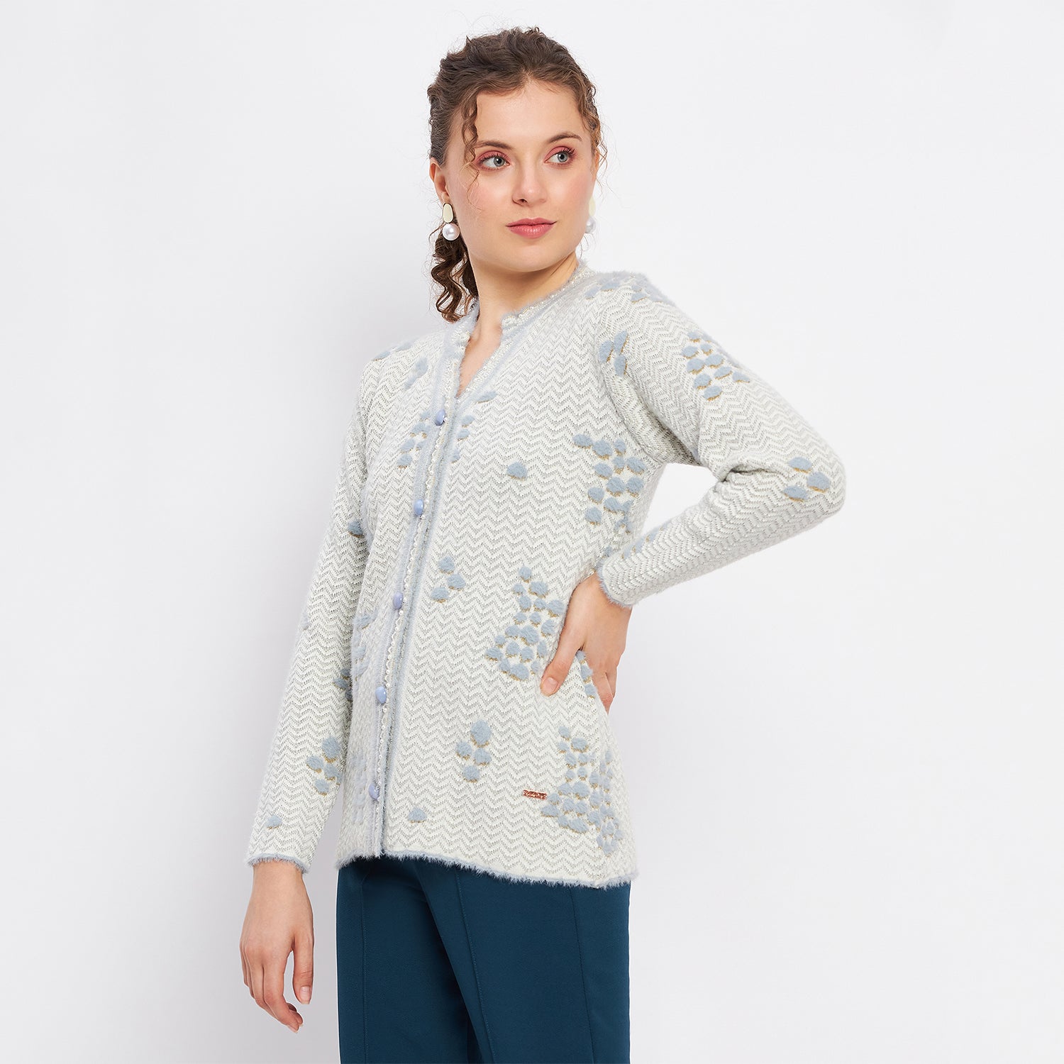 Duke Urban Women Full Sleeve Self Design Cardigan (LQS9713)