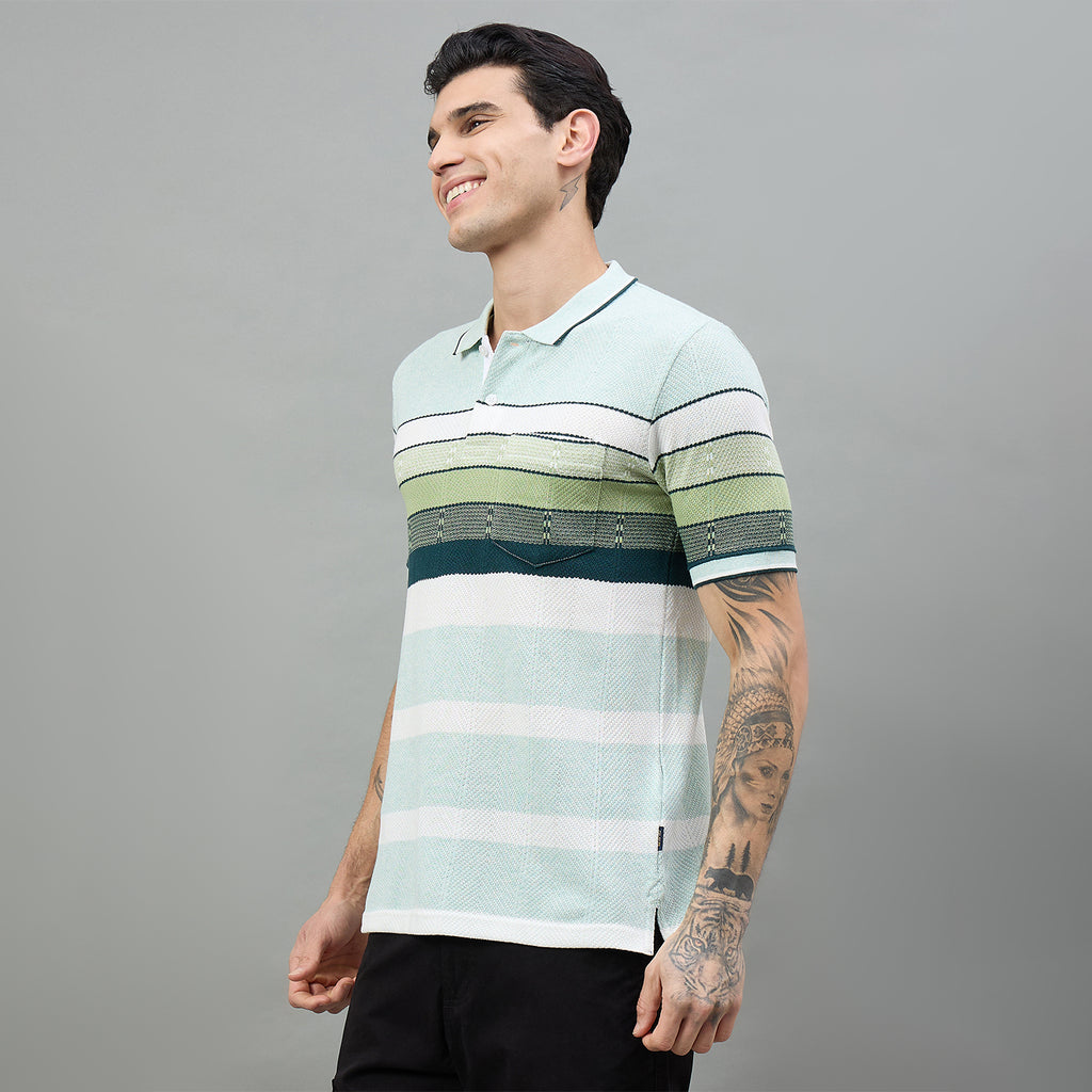 Duke Urban Men Striped Half Sleeve Regular Polo Tshirt (LF7619)