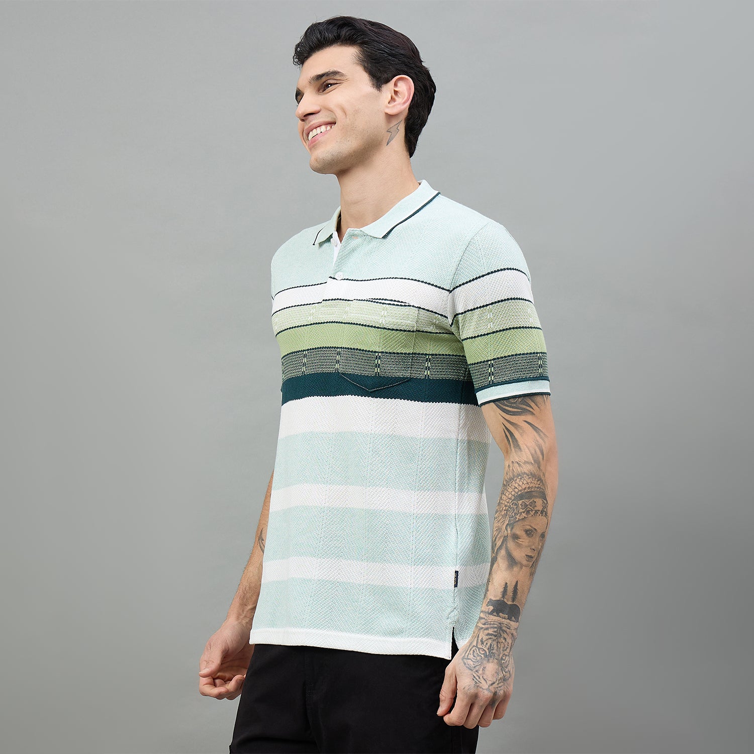 Duke Urban Men Striped Half Sleeve Regular Polo Tshirt (LF7619)