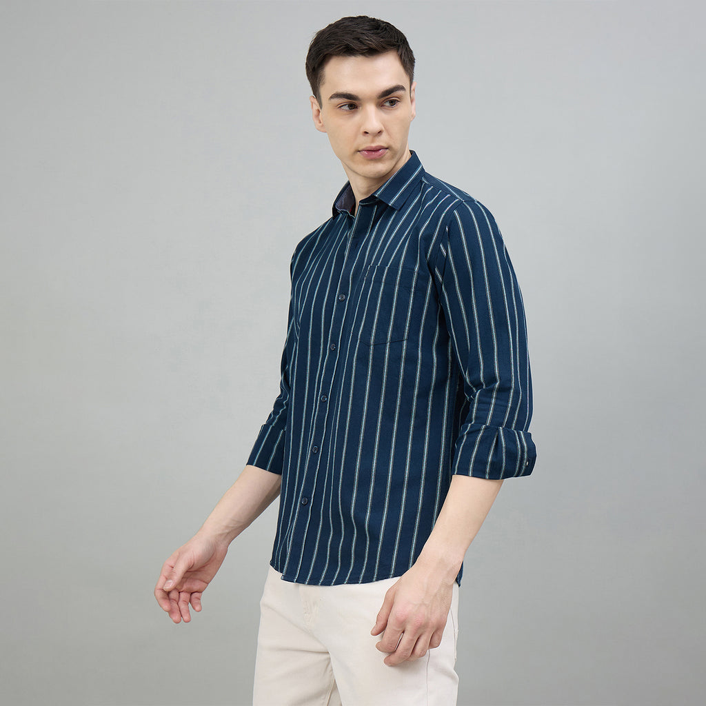 Duke Urban Men Striped Full Sleeve Spread Collar Slim Shirt (SDO8STOP)