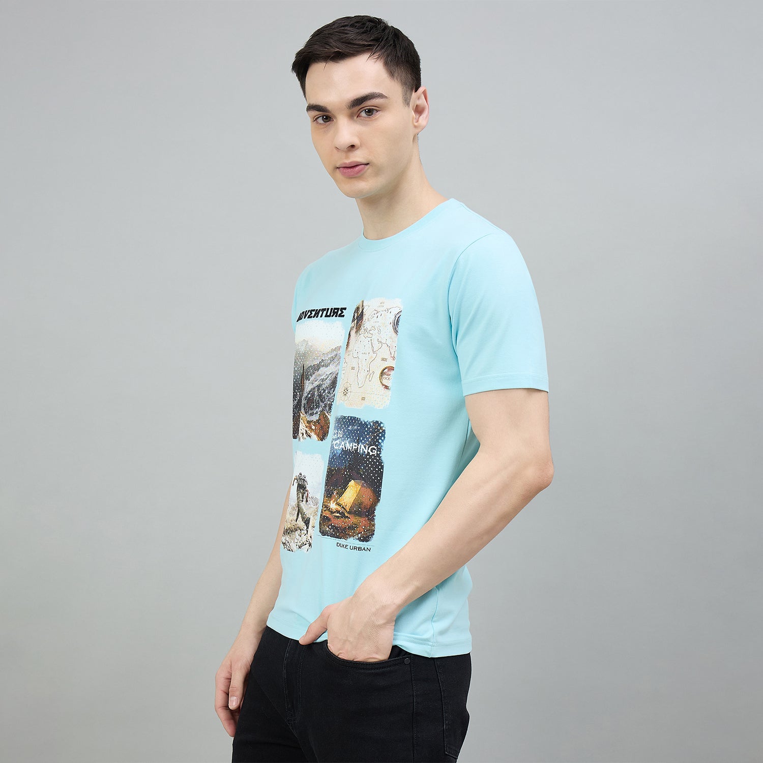 Duke Urban Men Graphic Print Half Sleeve Round Neck Casual Tshirt (LF7507)