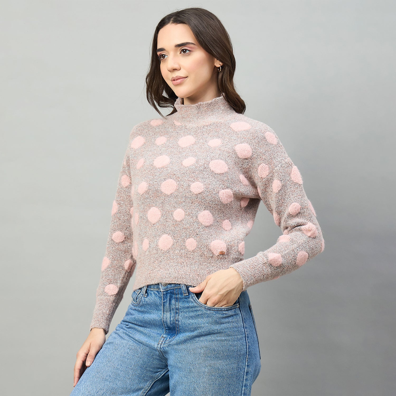 Duke Urban Women High Neck Full Sleeve Sweater (SDS1528)