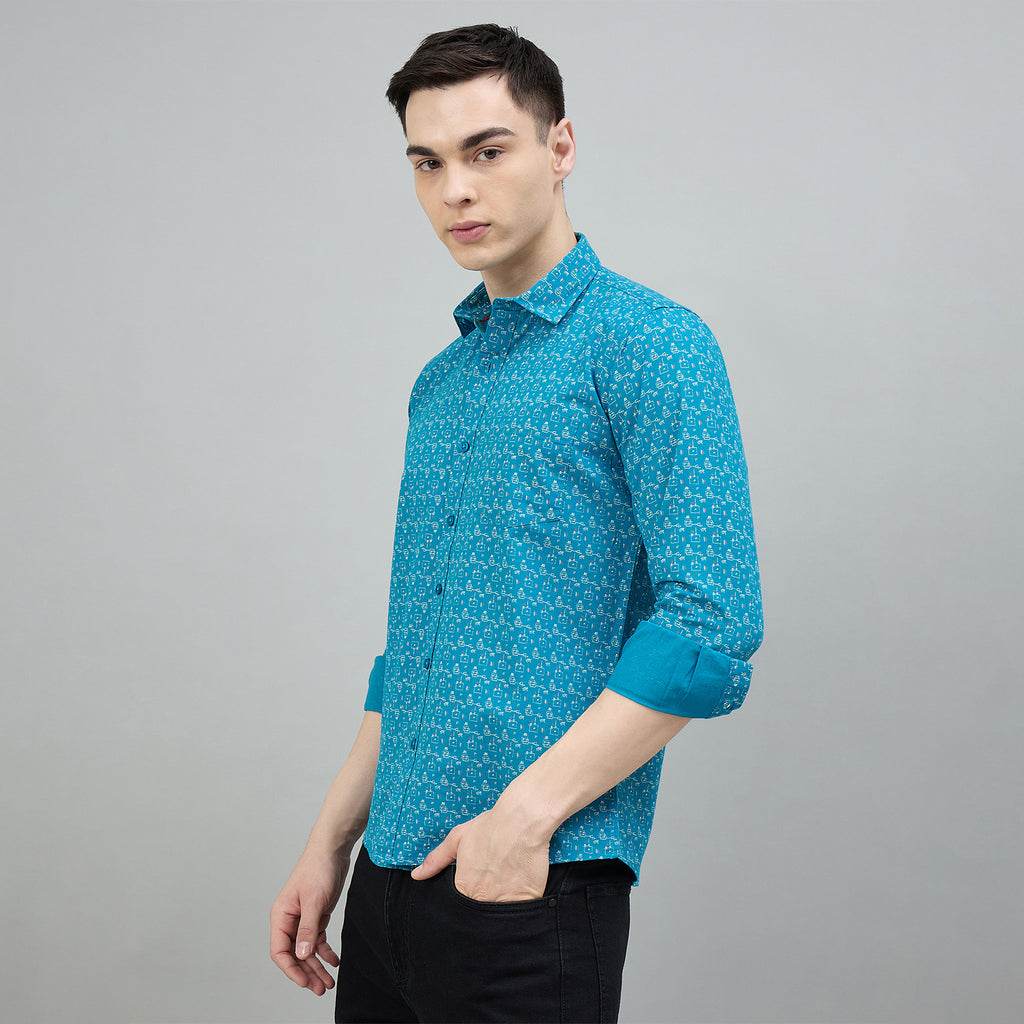 Duke Urban Men Printed Pure Cotton Slim Fit Casual Full Sleeve Shirt (SDO8PRBE)