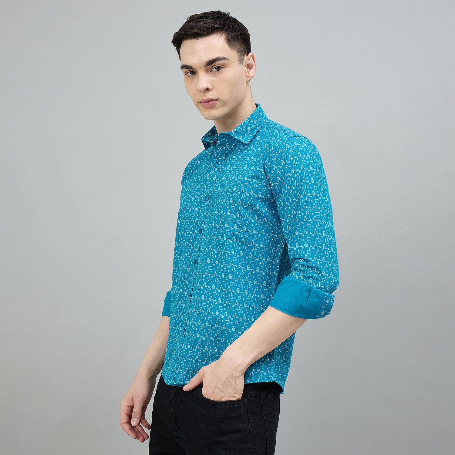 Duke Urban Men Printed Pure Cotton Slim Fit Casual Full Sleeve Shirt (SDO8PRBE)