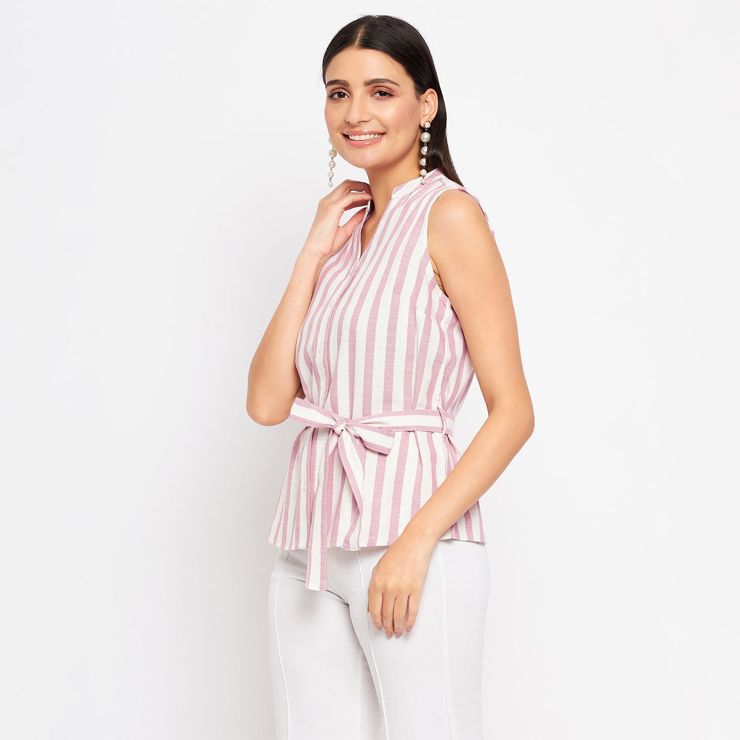Duke Urban Women Sleeveless Striped Shirt (SDX3271)