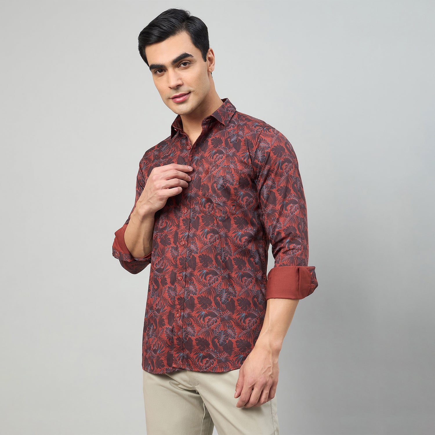 Duke Men Slim Fit Full Sleeve Short Style Cotton Shirt (SDO8PRBP)