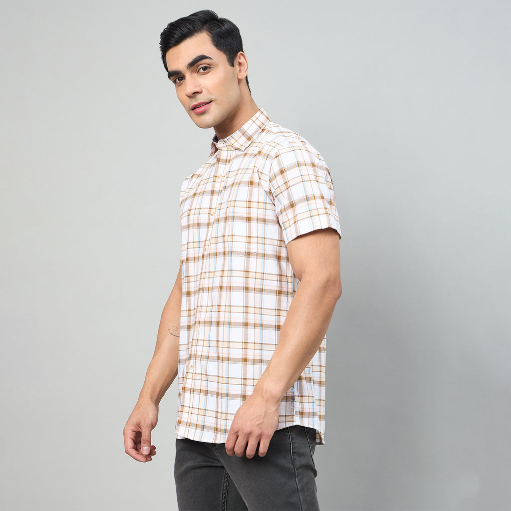 Duke Men Slim Fit Half Sleeve Oxford Cotton Shirt (SDO4CKG)