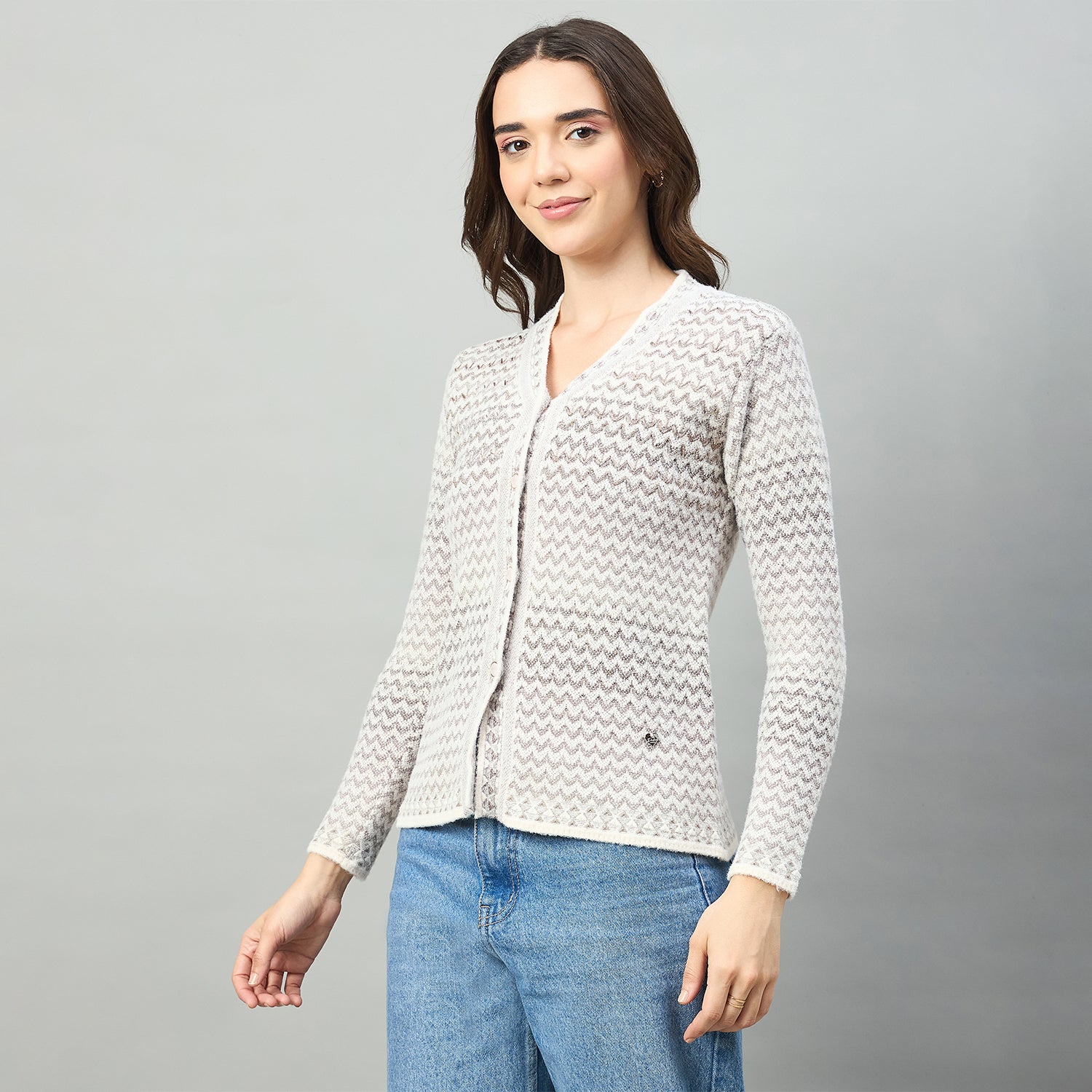 Duke Urban Women Full Sleeve V Neck Regular Sweater (SDS1425)