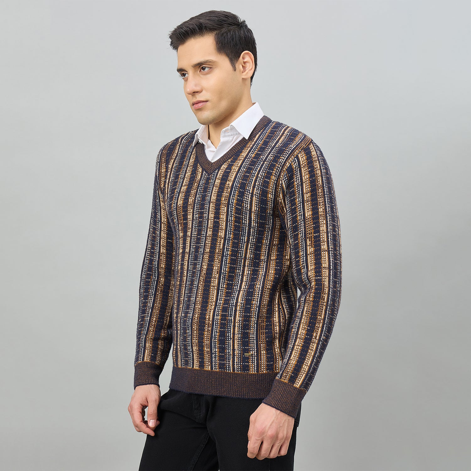 Duke Men Full Sleeve V Neck Regular Sweater (SDS2394)