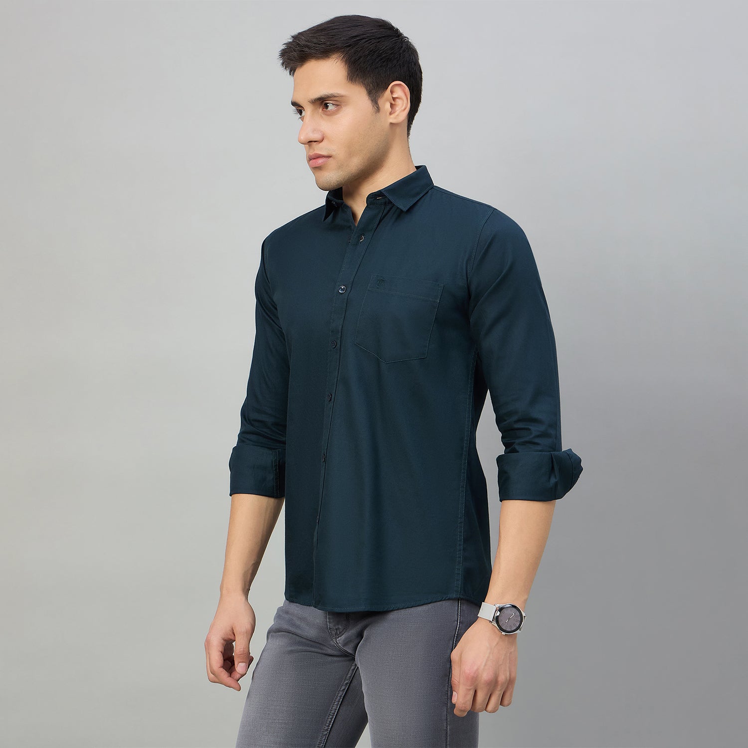 Duke Men Slim Fit Full Sleeve Short Style Cotton Shirt (SDO8PLTC)