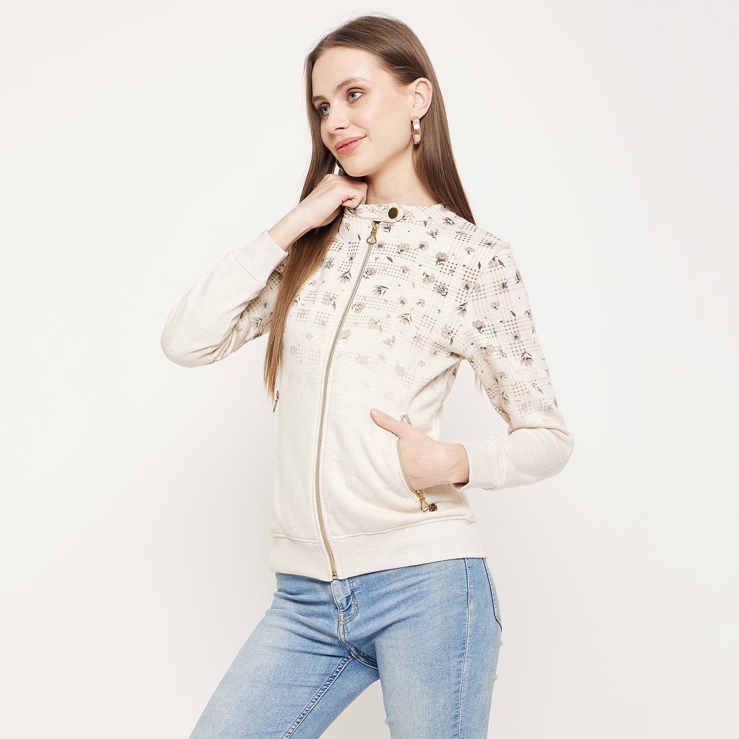 Duke Urban Women Round Neck Zipper Sweatshirt (LFX830)