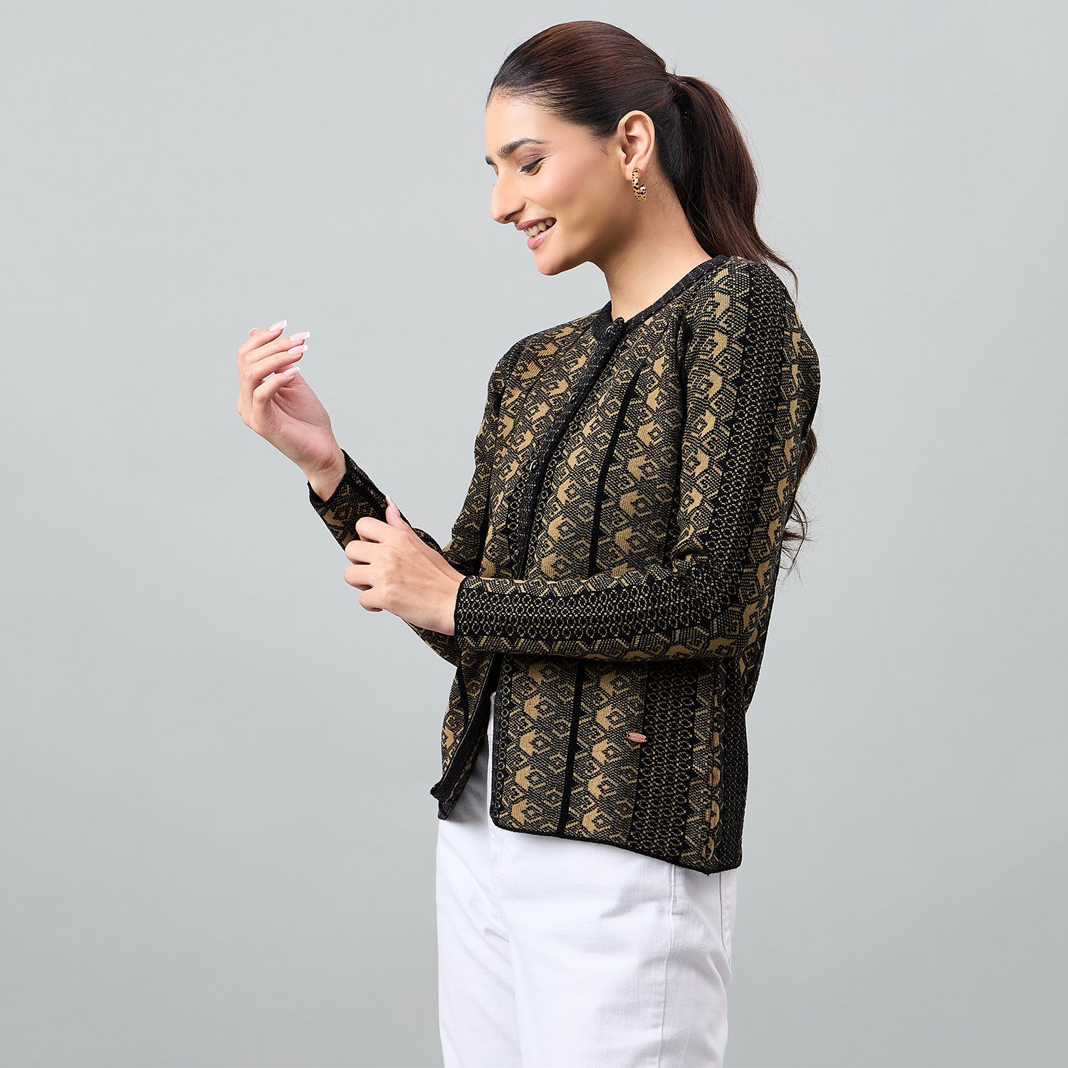 Duke Urban Women Full Sleeve Front Open Regular Cardigan (SDS1364)