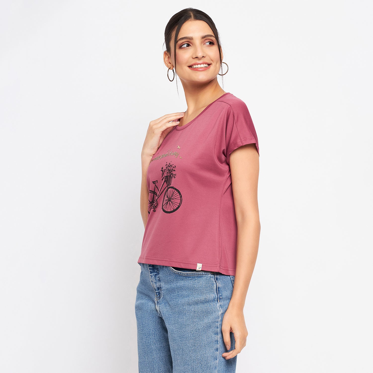 Duke Stardust Women Round Neck Short Sleeve Printed Crop Top (LFX902)