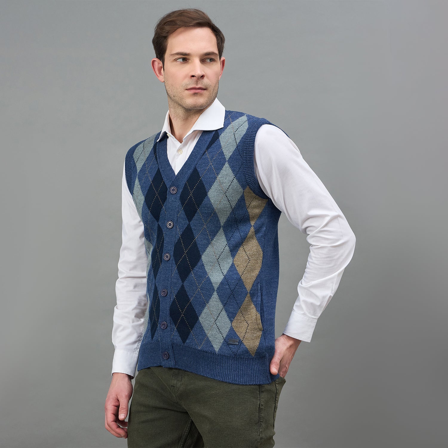 Duke Urban Men Sleeveless V-neck Cardigan (SDS2166)