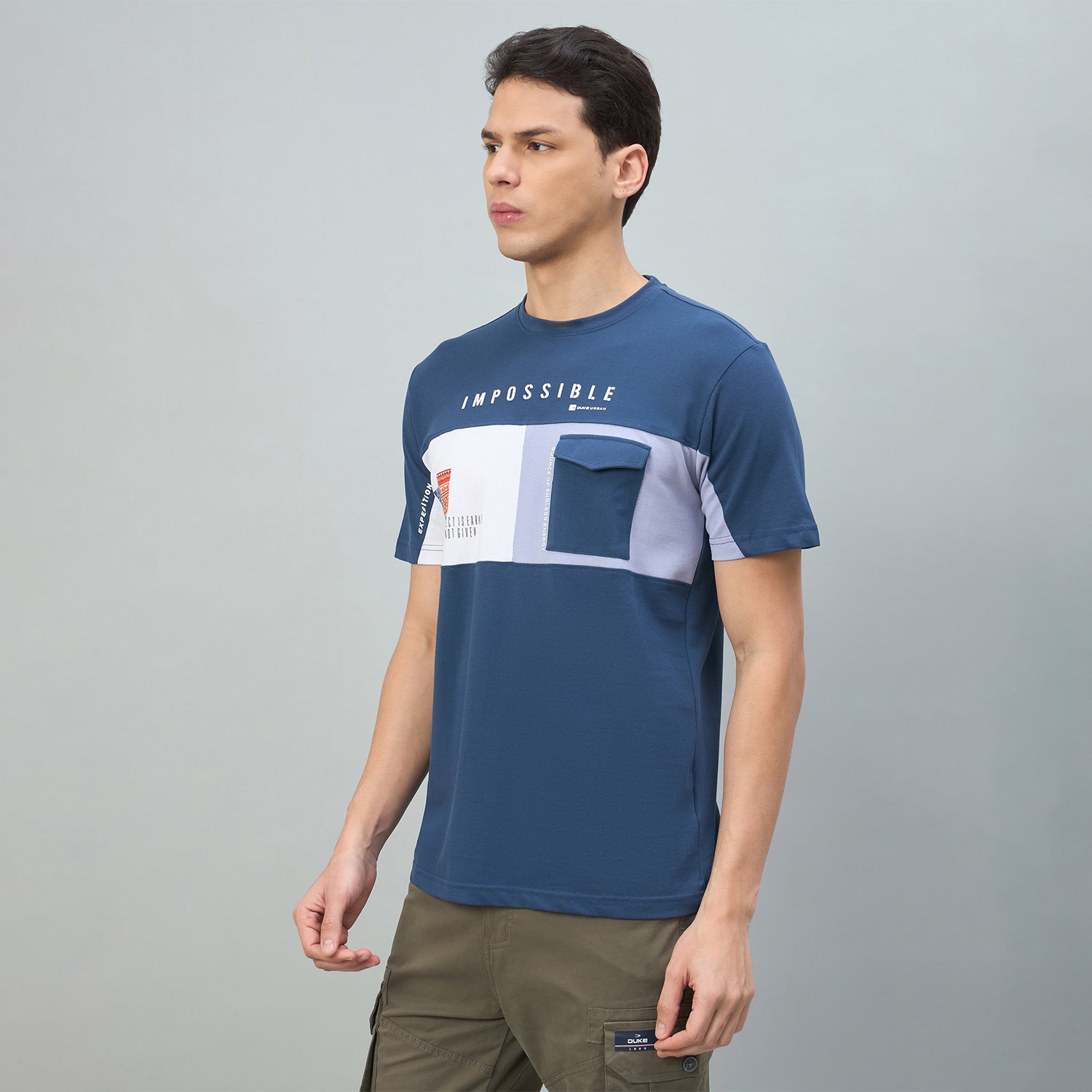 Duke Urban Men Colorblocked Half Sleeve Round Neck Tshirt (LF7613)
