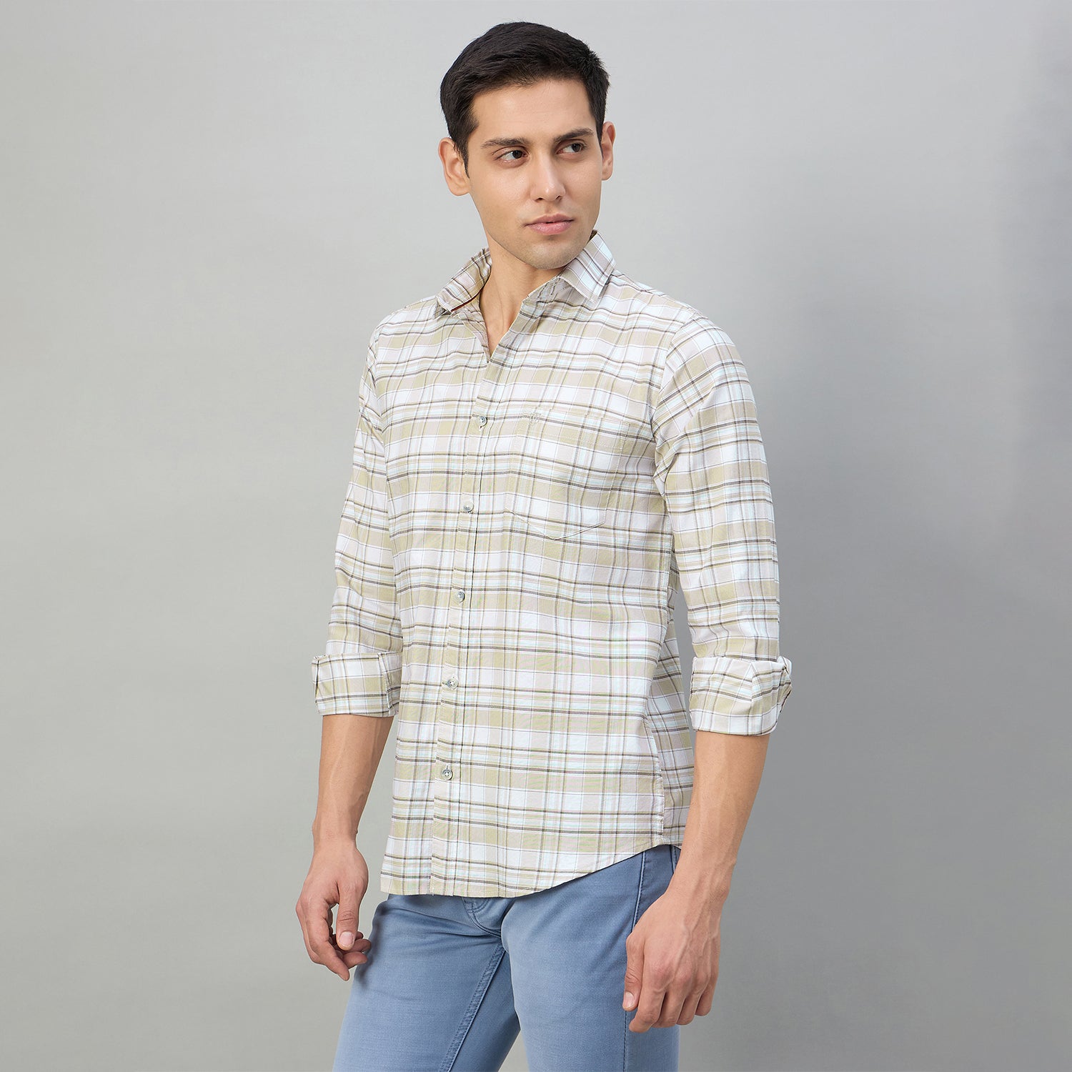 Duke Men Slim Fit Full Sleeve Oxford Cotton Shirt (SDO5CKDB)