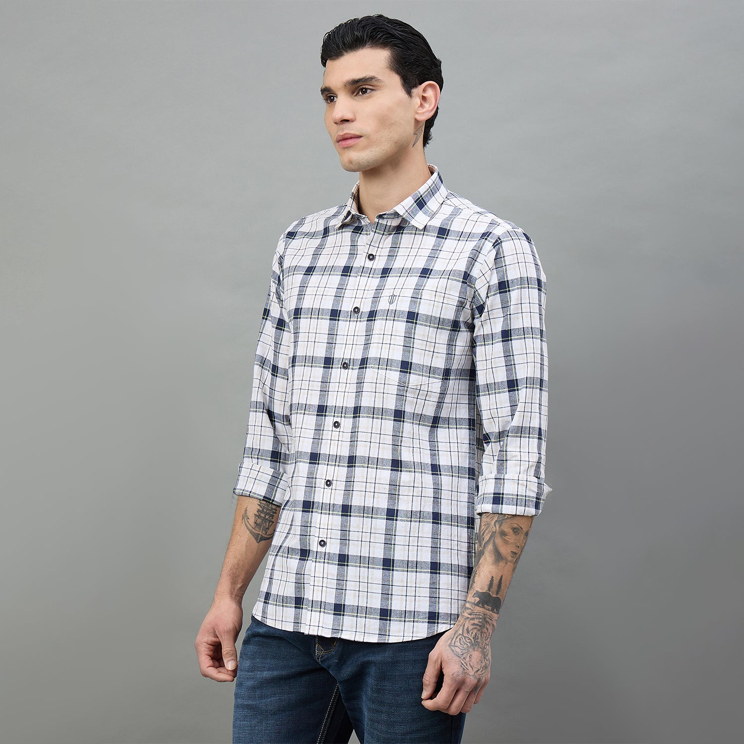 Duke Urban Men Checkered Full Sleeve Spread Collar Regular Shirt (SDO9CKAH)