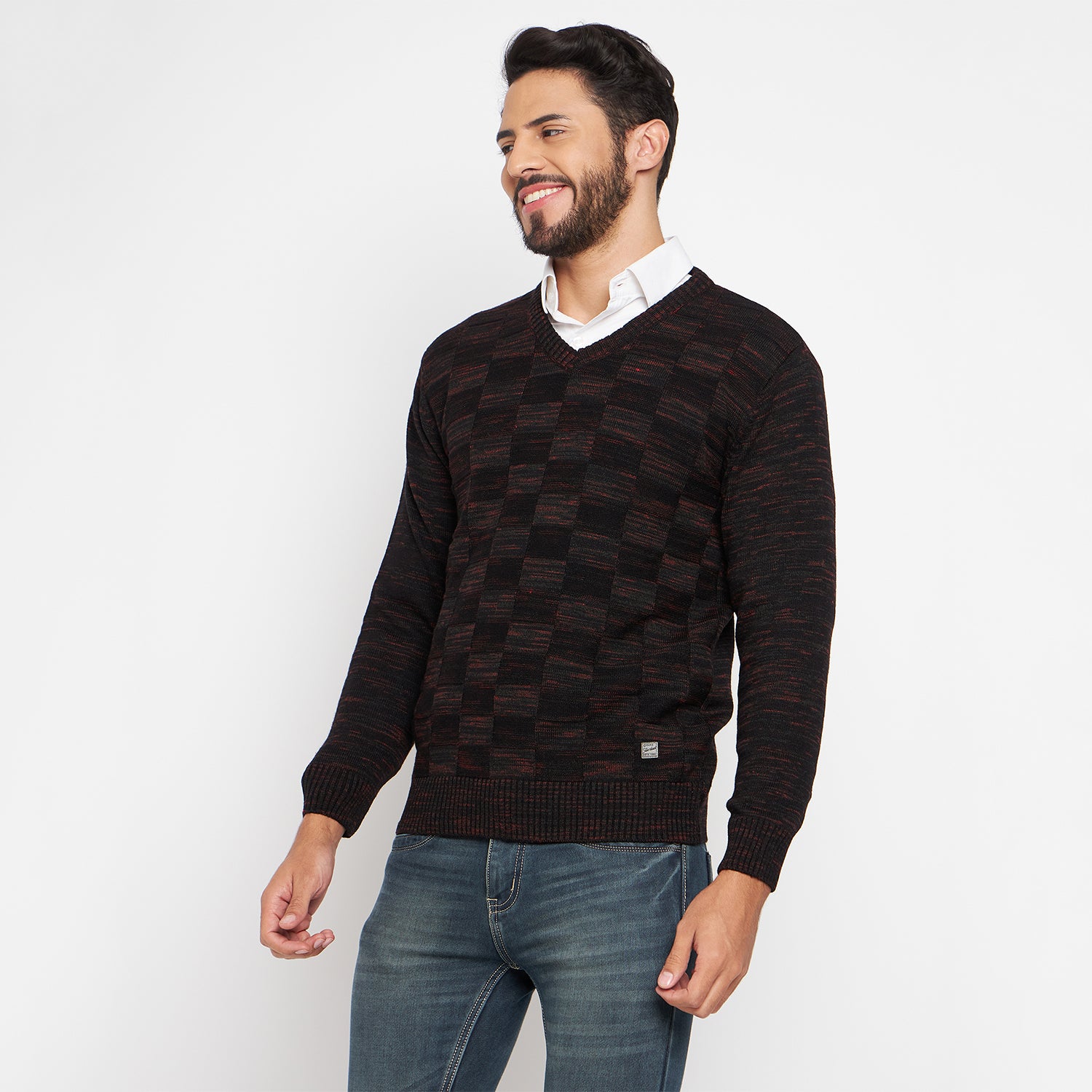 Duke Urban Men Full Sleeve V Neck Sweater (SDS651R)