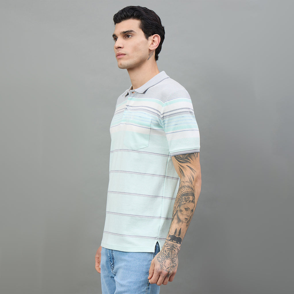 Duke Urban Men Striped Half Sleeve Regular Polo Tshirt (LF7512)