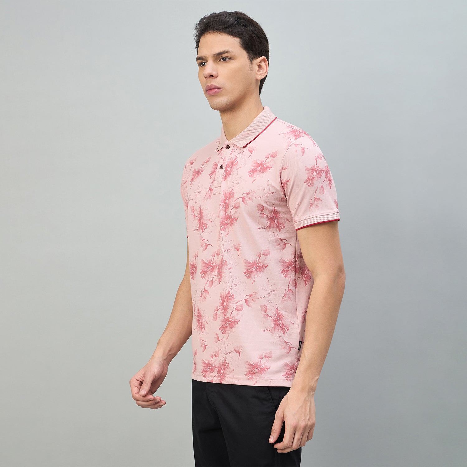 Duke Urban Men Floral Print Half Sleeve Slim Fit Polo Tshirt (LF7513)