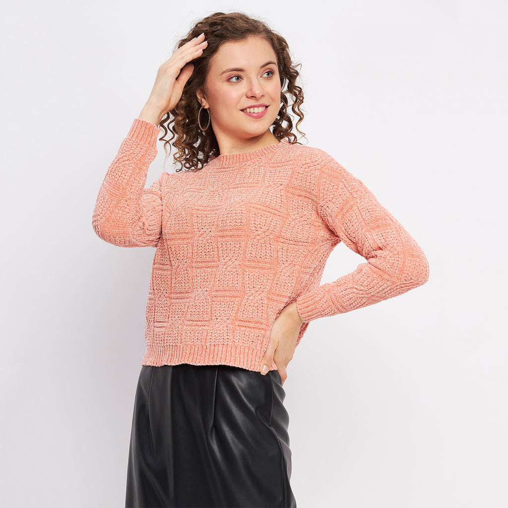 Duke Urban Women Full Sleeve Self Design Crop Pullover (SDS1013)