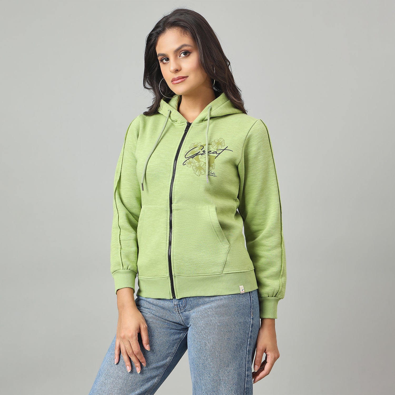 Duke Urban Women Smart fit Hooded Full Zip Sweatshirt (LFX983)