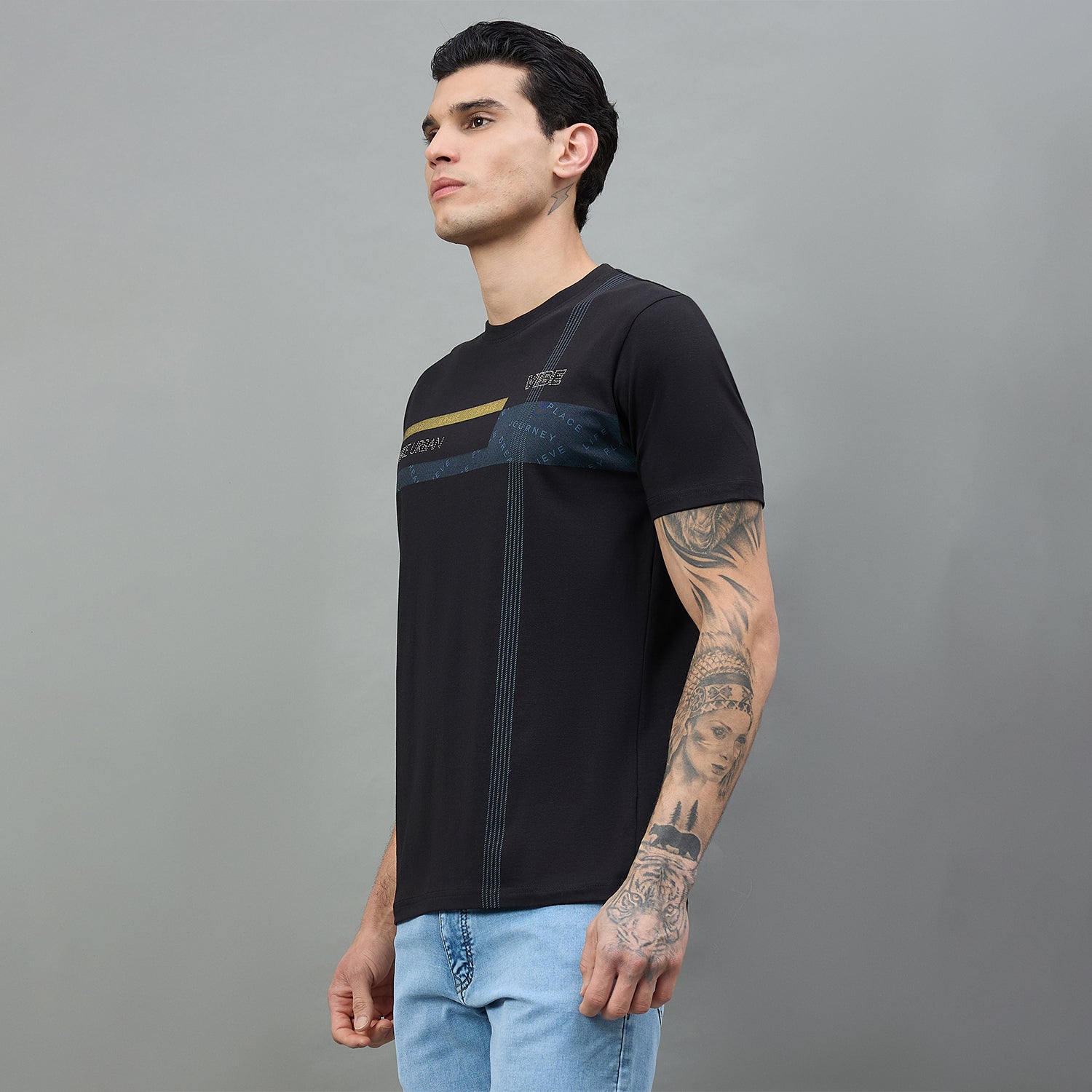 Duke Urban Men Round Neck Half Sleeve Slim T-Shirt (LF7517)
