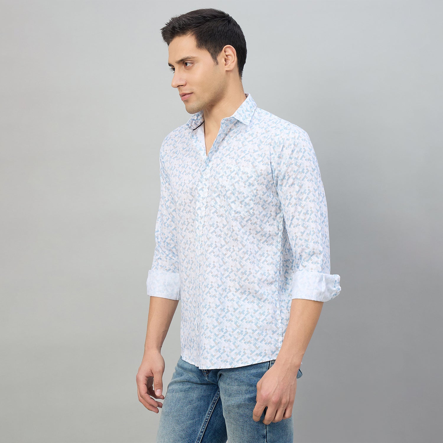 Duke Men Slim Fit Full Sleeve Short Style Cotton Shirt (SDO8PRBN)