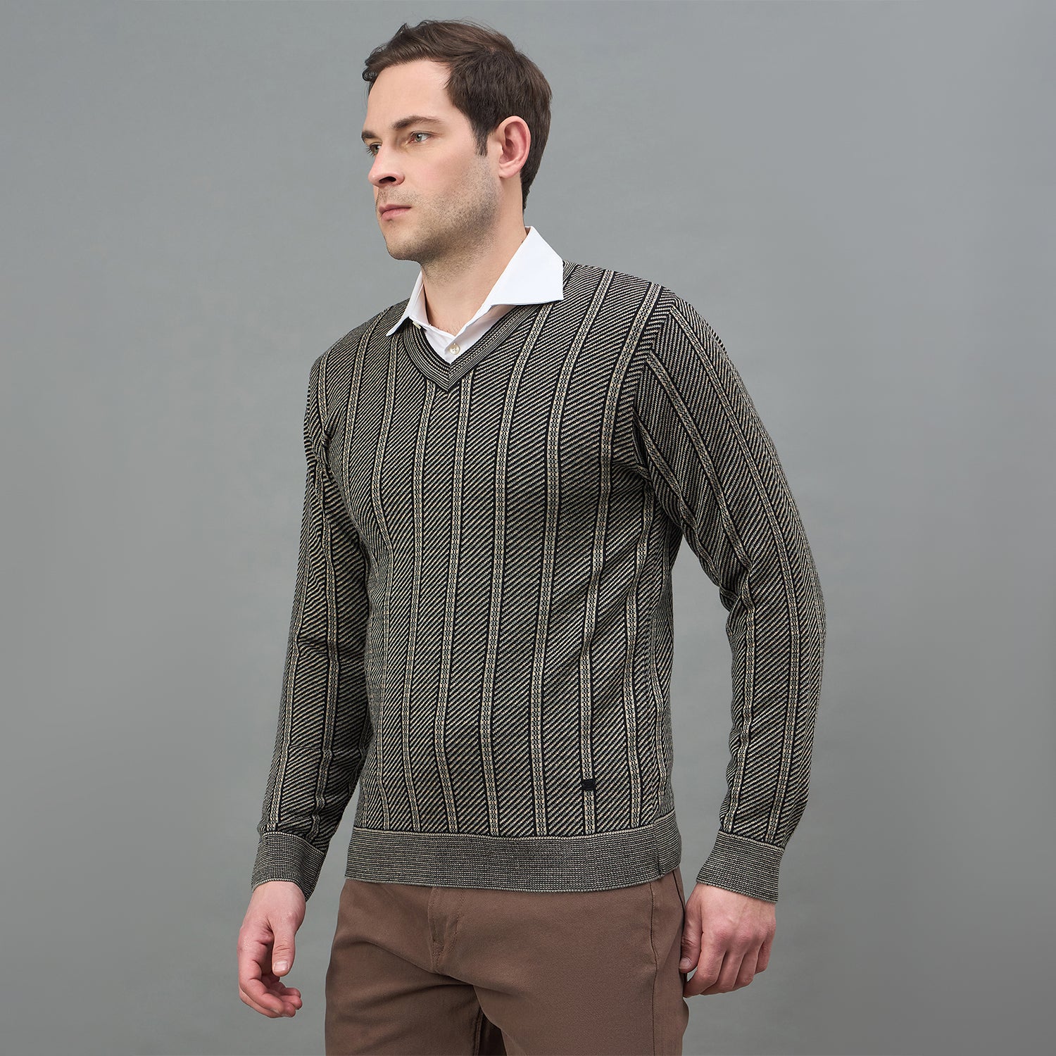 Duke Urban Men Full Sleeve V Neck Regular Sweater (SDS2411)