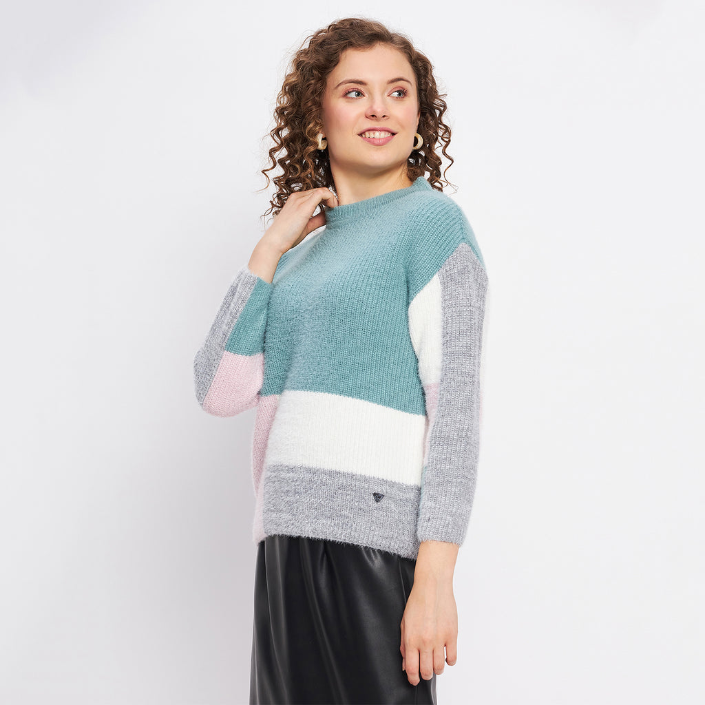 Duke Urban Women Full Sleeve Colorblock Crop Pullover (SDS998)