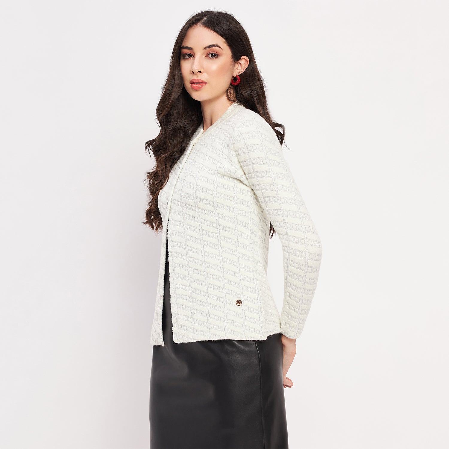 Duke Urban Women Full Sleeve Self Design Cardigan (LQS9745)