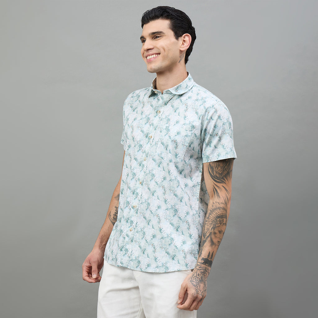Duke Urban Men Printed Half Sleeve Spread Collar Slim Shirt (SDO4PRAD)